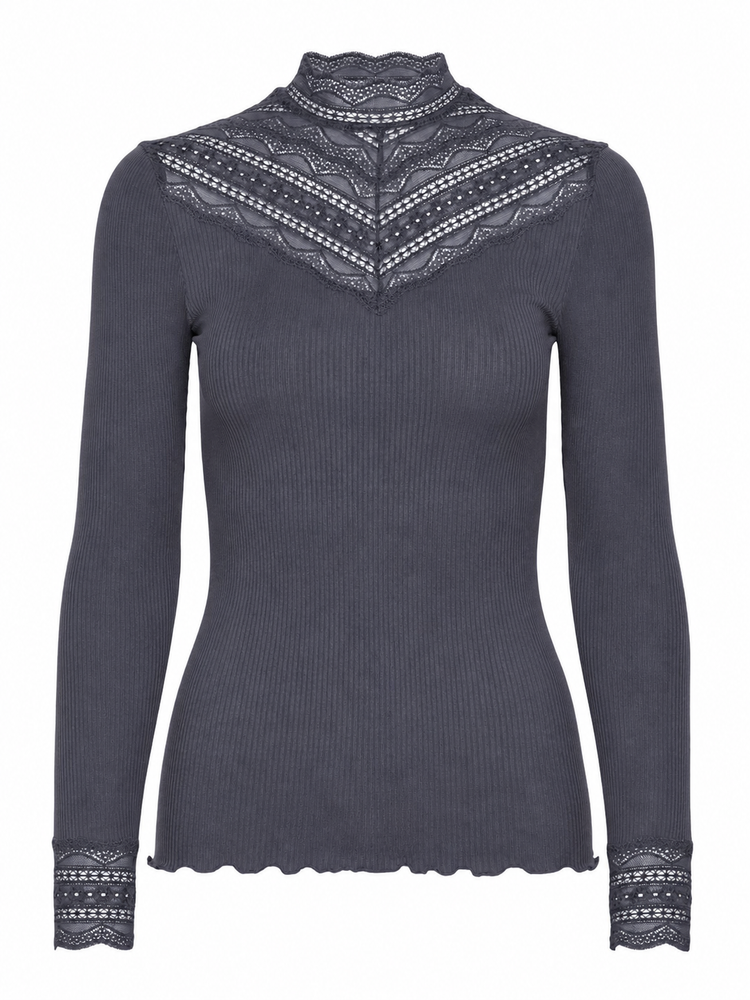Rosemunde RWBenita Silk Lace T-Neck T-Shirt Dark Denim