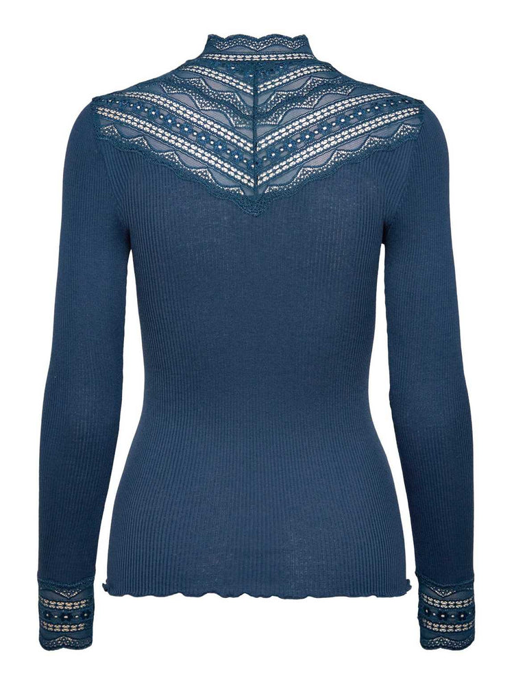 Rosemunde RWBenita Silk Lace T-Neck T-Shirt Jeans Blau