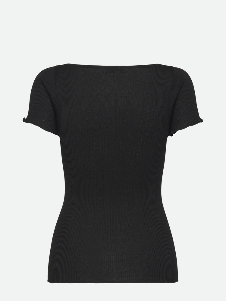 Rosemunde RWBenita SS V-Neck T-shirt Schwarz