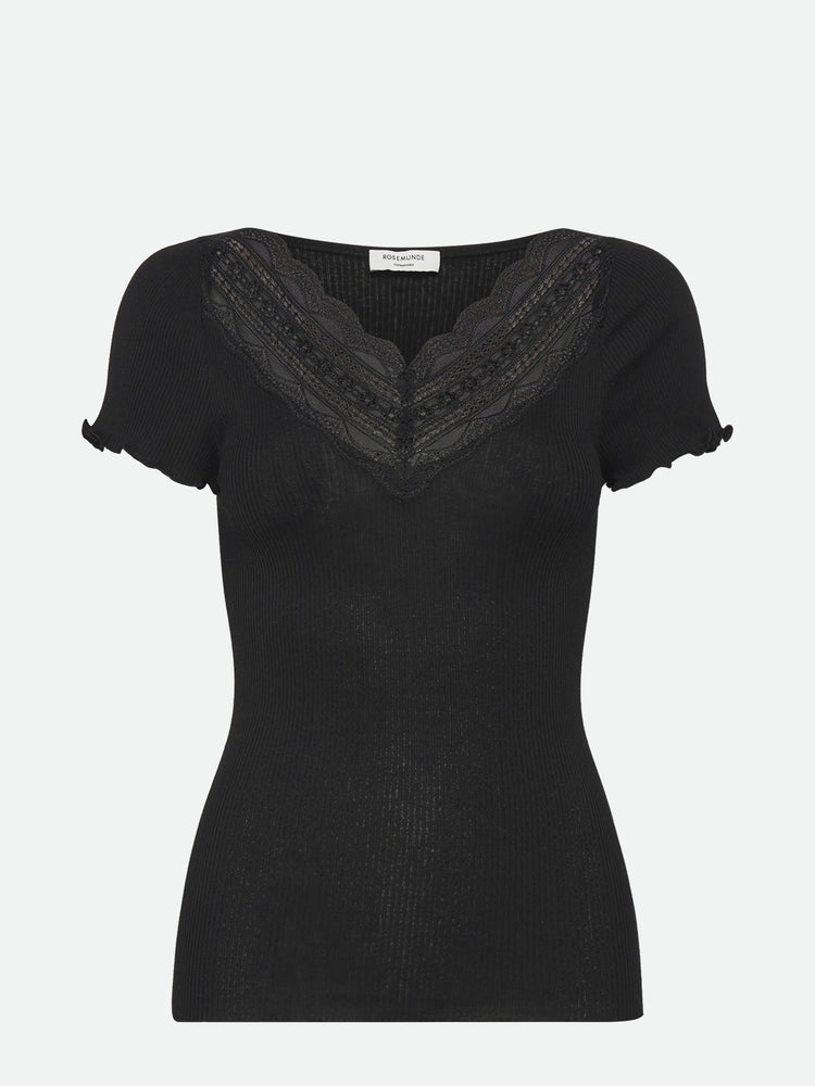 Rosemunde RWBenita SS V-Neck T-shirt Schwarz