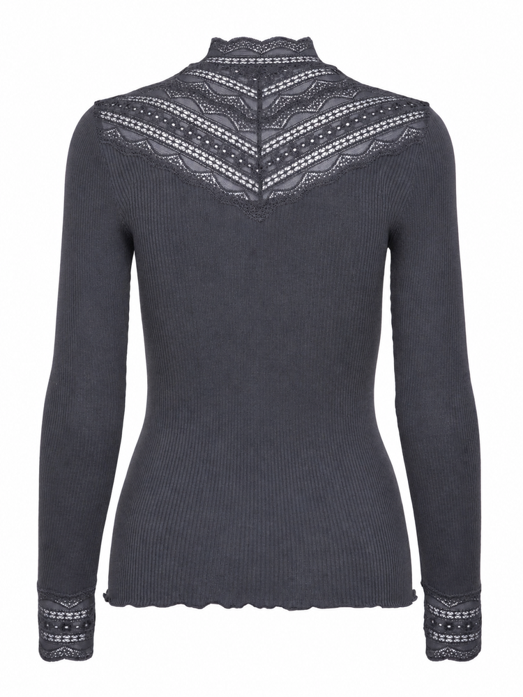 Rosemunde RWBenita Silk Lace T-Neck T-Shirt Dark Denim