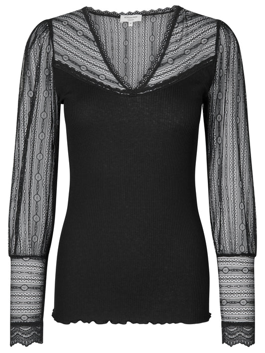 RWBeatha Silk LS V-neck T-Shirt Schwarz