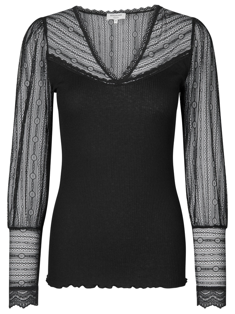 RWBeatha Silk LS V-neck T-Shirt Schwarz