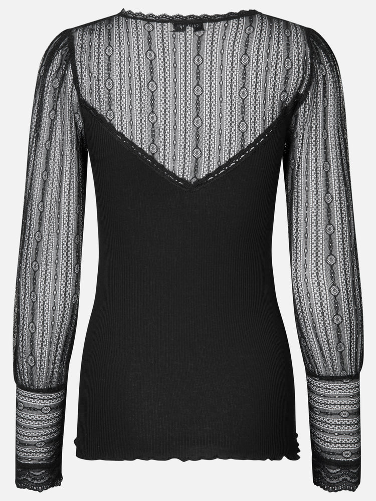 RWBeatha Silk LS V-neck T-Shirt Schwarz