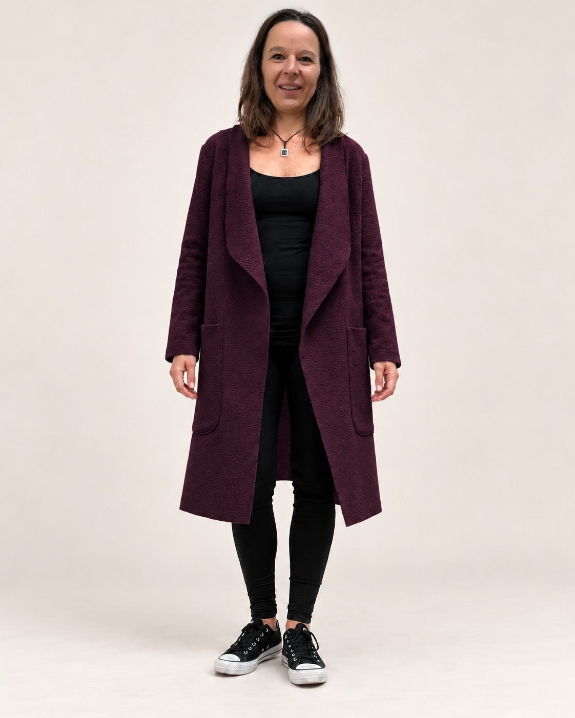 Wollmantel WHOLA in Aubergine