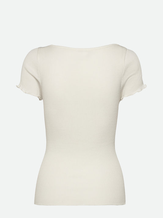 Rosemunde RWBenita SS V-Neck T-shirt Elfenbein (Ivory)