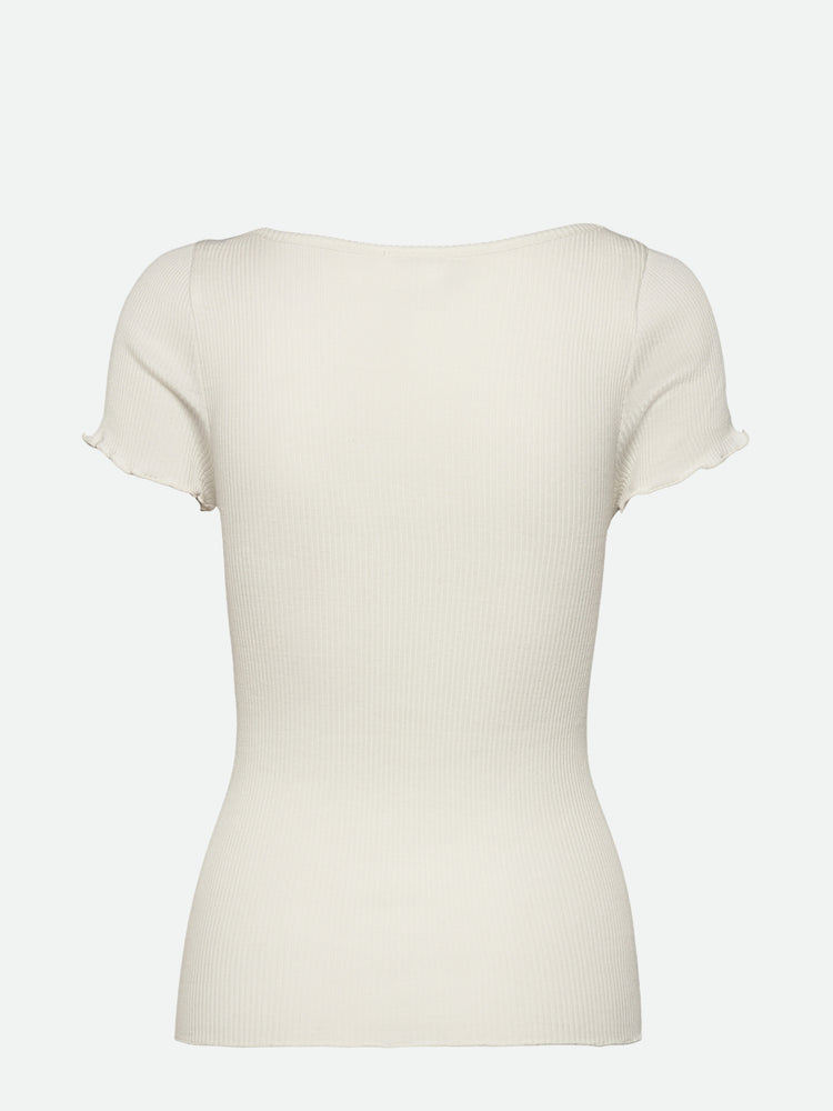 Rosemunde RWBenita SS V-Neck T-shirt Elfenbein (Ivory)