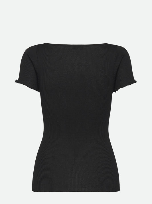 Rosemunde RWBenita SS V-Neck T-shirt Schwarz