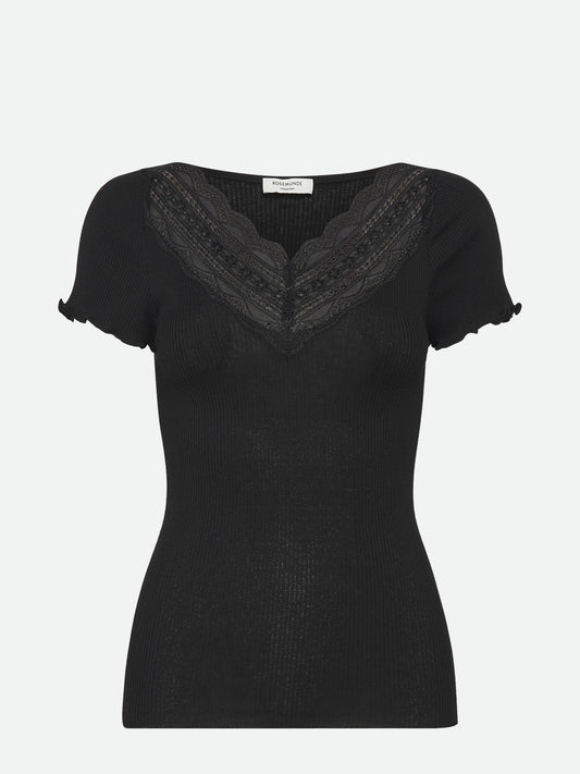 Rosemunde RWBenita SS V-Neck T-shirt Schwarz